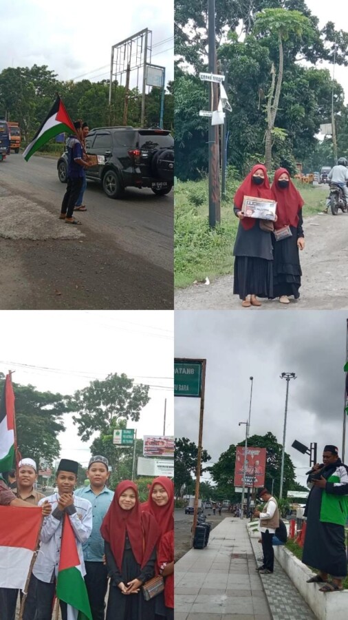 Gerakan Peduli Palestina dilakukan Ikadi Batu Bara beserta Remaja Masjid Sekitar,(IB/F-Wan)