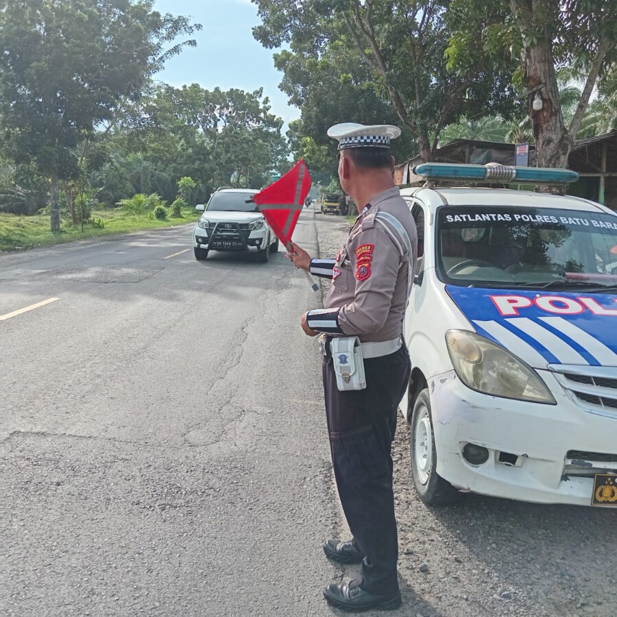 Satlantas Polres Batubara lakukan patroli kibas bendera dijalinsum