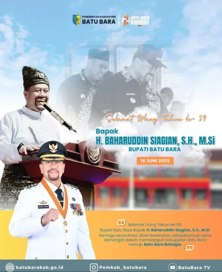 Selamat Ulang Tahun Bapak Bupati Baharuddin Siagian, Senin (16/6/2025)