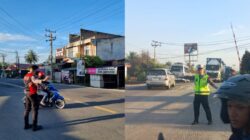 Berikan Rasa Aman Bagi Pemotor, Samapta & Satlantas Laksanakan Strong Point Pagi