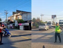 Berikan Rasa Aman Bagi Pemotor, Samapta & Satlantas Laksanakan Strong Point Pagi