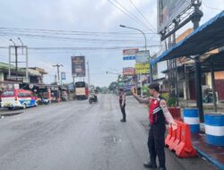 Samapta Terus Lakukan Strong Point Pagi, Wujudkan Kamseltibcar Lantas