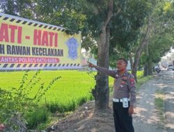 Satlantas Polres Batu Bara Berikan Himbauan Lewat Spanduk di Jalinsum