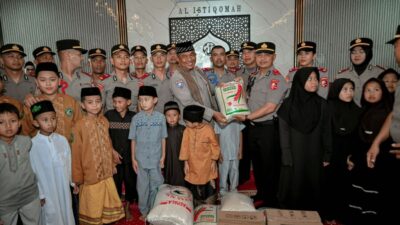 Hangatkan Ramadhan, 100 Siswa SIP Polda Sumut Santuni Santri Ponpes Al Istiqomah