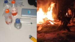 Gubuk Diduga Tempat Penyalahgunaan Narkoba yang Dibakar Warga