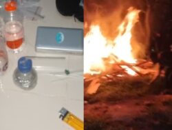 Gubuk Diduga Tempat Penyalahgunaan Narkoba yang Dibakar Warga