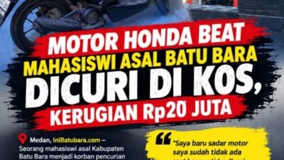 Motor Honda Beat Mahasiswi Asal Batu Bara Dicuri di Kos, Kerugian Rp20 Juta