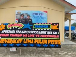 Warga Lima Puluh Pesisir Kirim Papan Bunga, Apresiasi Kapolsek dan Kanit Reskrim Usai Tangkap Pelaku Pencurian