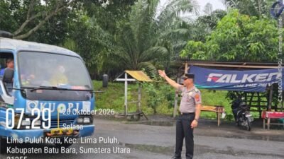 Kapolres Batu Bara Pimpin Strong Point Pagi, Pastikan Arus Lalu Lintas Lancar dan Aman