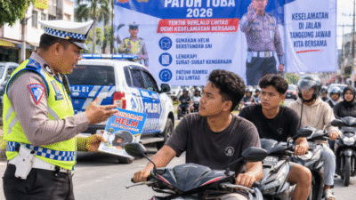 Satlantas Polres Batu Bara Gencar Edukasi Tertib Berlalu Lintas, Kesadaran Penggunaan Helm Masih Rendah